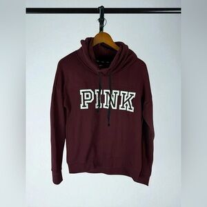 Victoria’s Secret PINK Maroon Hoodie Sweatshirt XS Love Pink Logo Pullover